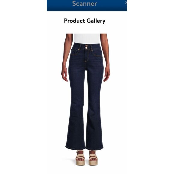 No Boundaries Juniors Double Button High Rise Flare Strech Dark Wash Casual Jean - Picture 7 of 7